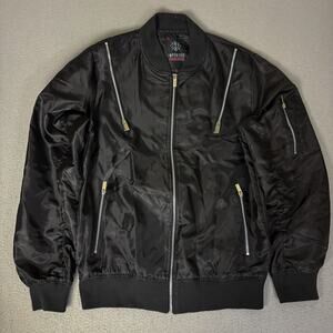 Imperious Mens XL Black Shark Mouth Graphic Bomber Jacket Japanese Streetwear
